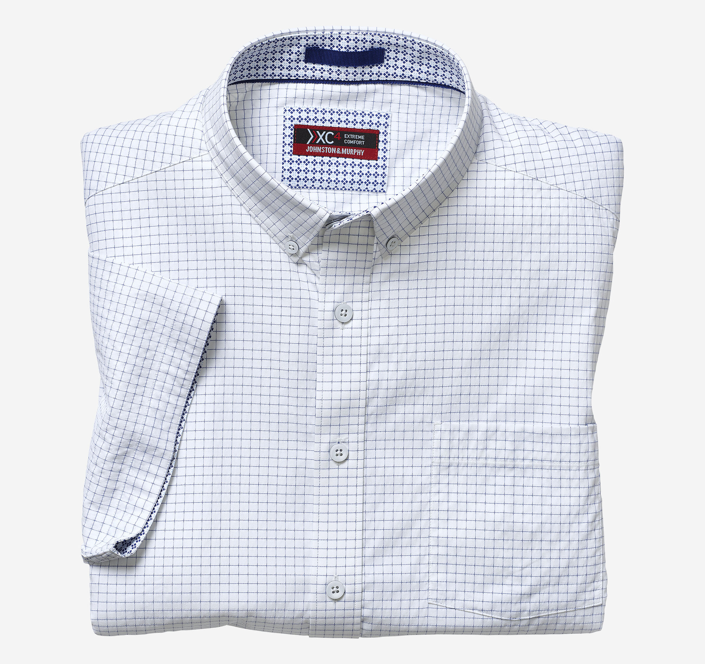 XC4® Windowpane Short-Sleeve Stretch Shirt | Johnston & Murphy