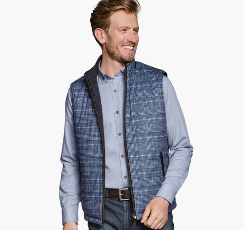 Upton Reversible Vest - Blue Plaid/Navy