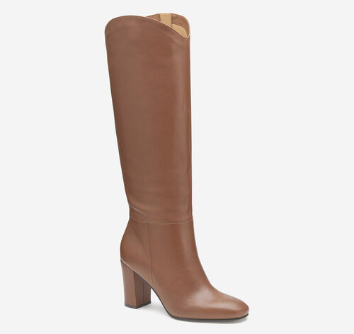 Charlotte Knee-High Boot - Cognac Italian Nappa