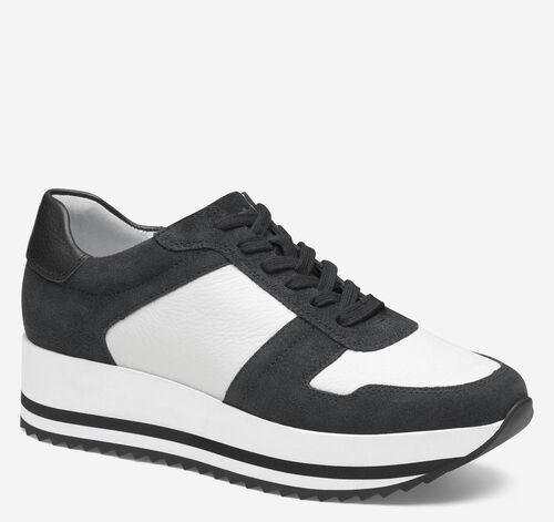 Gracie Colorblock Lace-Up - Black Suede/White Calfskin