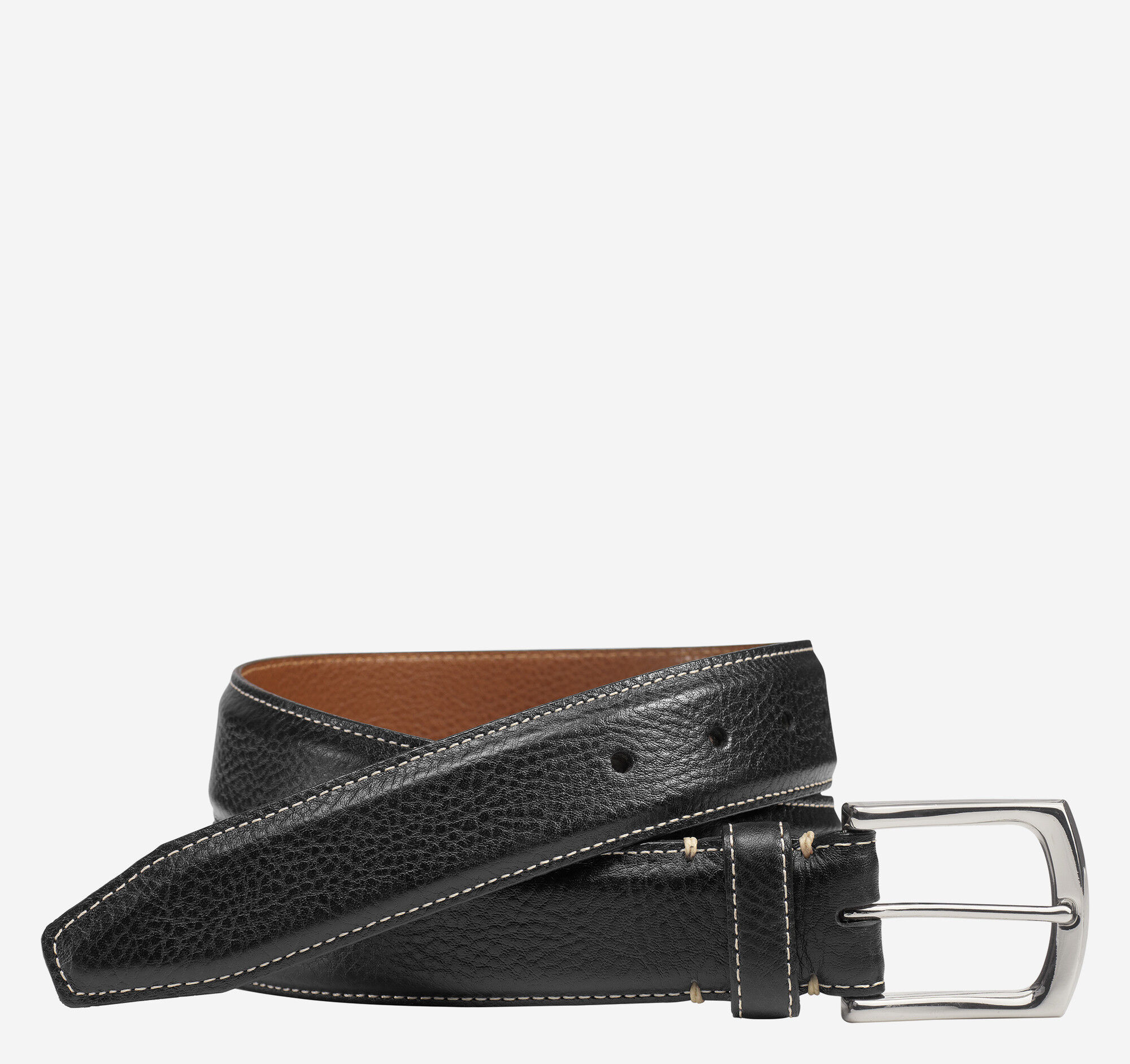 Topstitched Leather Belt