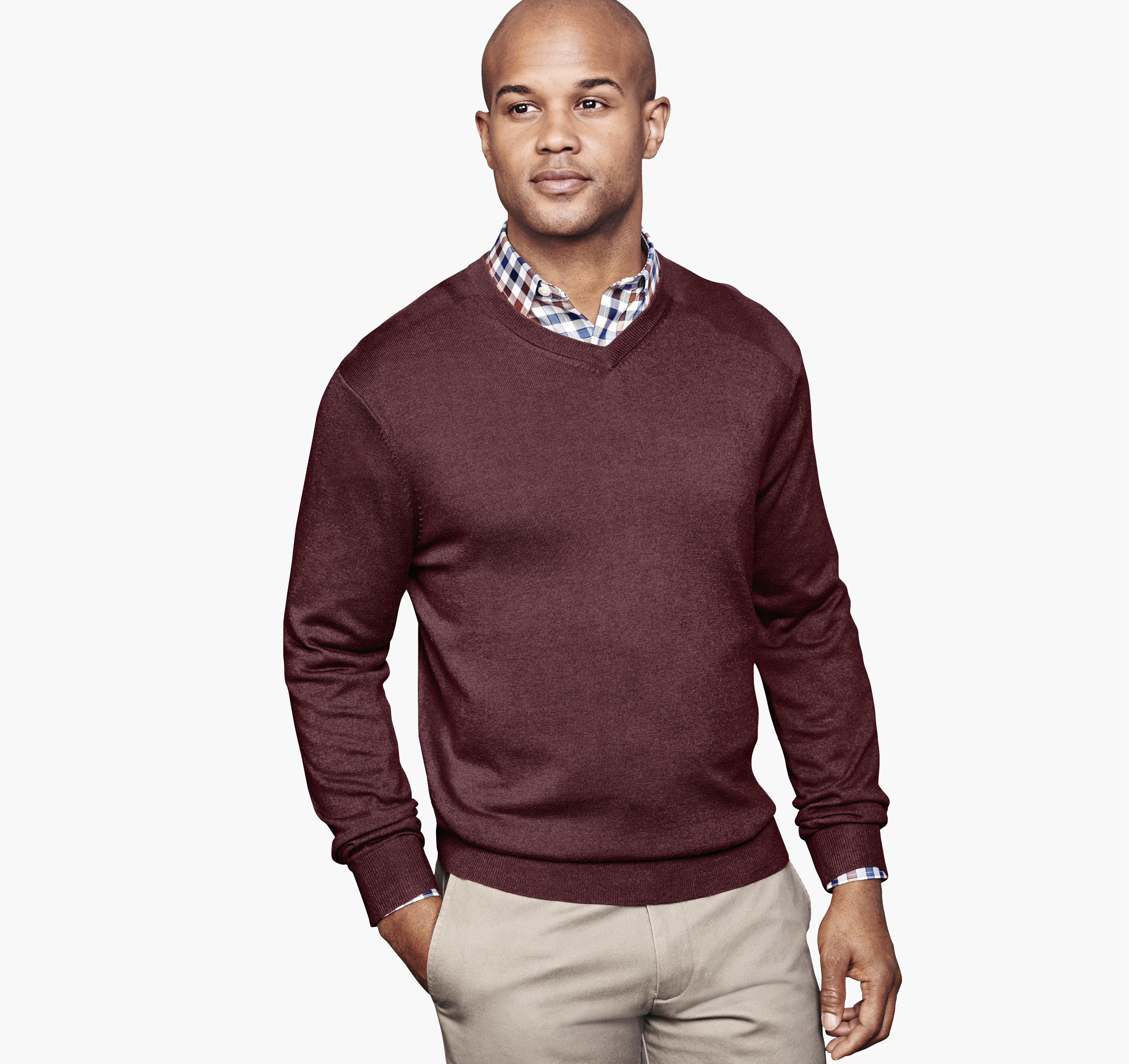 Burgundy v outlet neck sweater