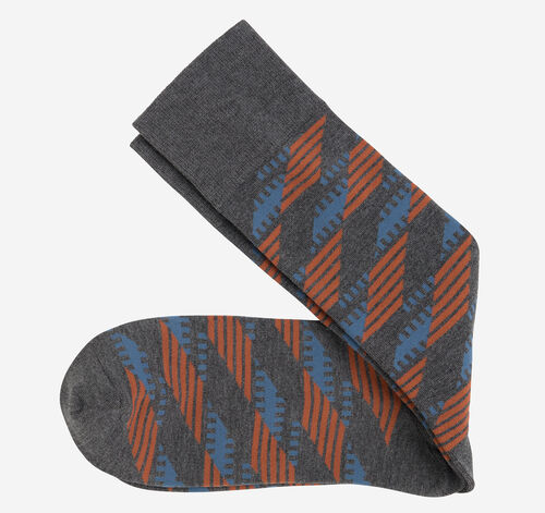 Cool Moon Tech Socks - Gray Multi Geo Multi Stripes