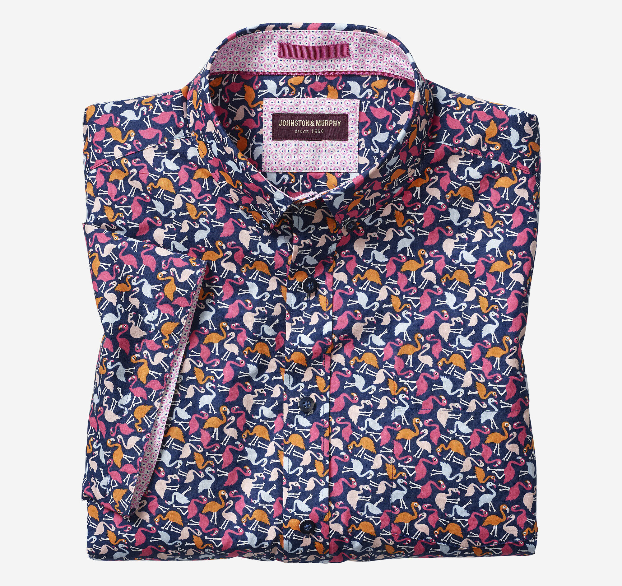 Flamingo Print Short-Sleeve Shirt 