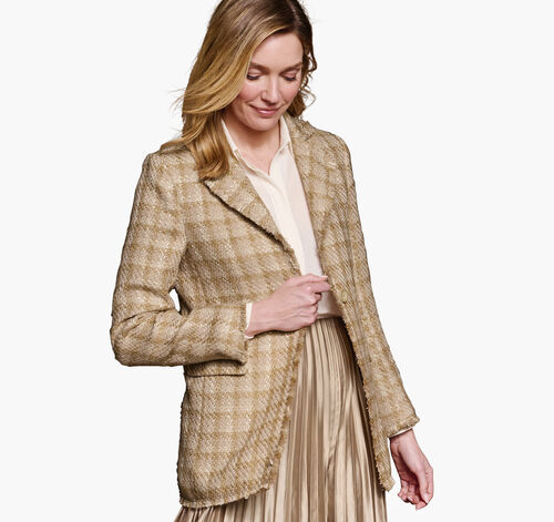 Textured Plaid Blazer - Tan