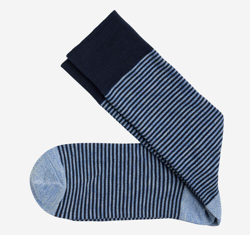 Striped Dress Socks - Blue Heathered Micro Stripe