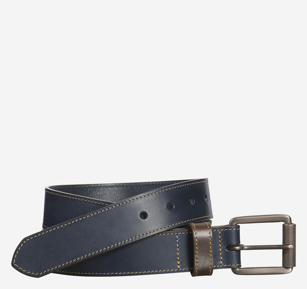 Johnston & Murphy Reversible Woven Stretch Belt (Navy/Blue) Belts - Yahoo  Shopping