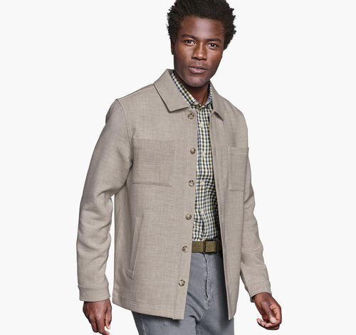 Heathered Shirt Jacket - Tan