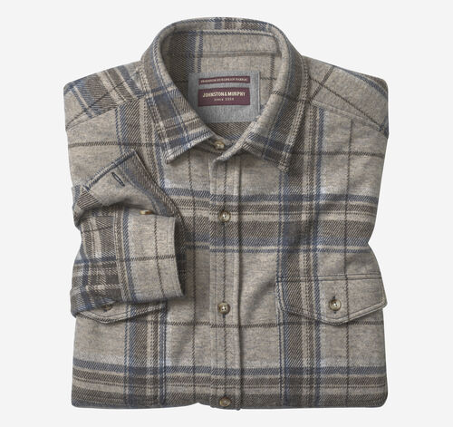 Brushed Button-Front Knit - Oatmeal Large Plaid