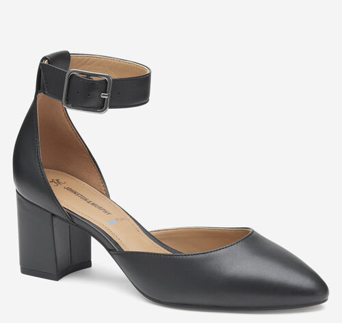 Vicki Ankle Strap - Black Glove Leather