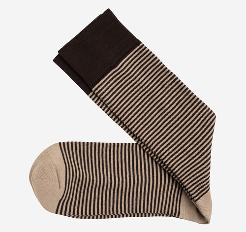 Striped Dress Socks - Brown Heathered Micro Stripe