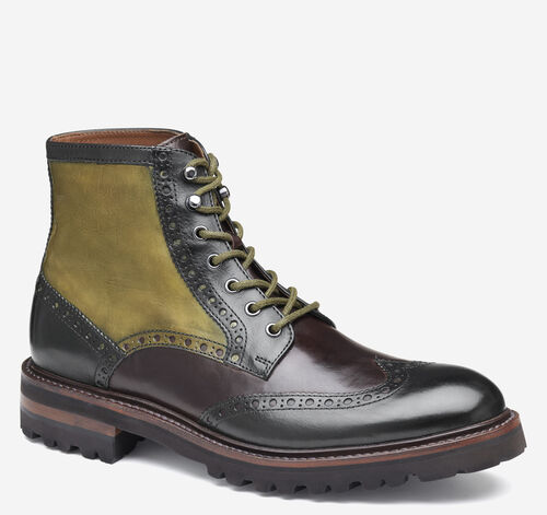 Dudley Lug Wingtip Boot - Black Multi Calfskin