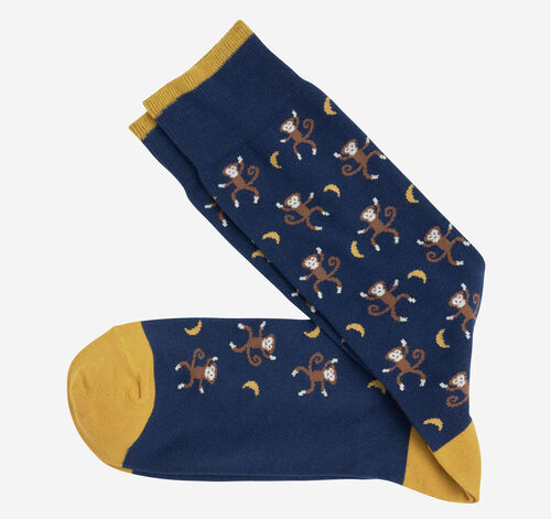 Novelty Socks - Navy Dancing Monkeys