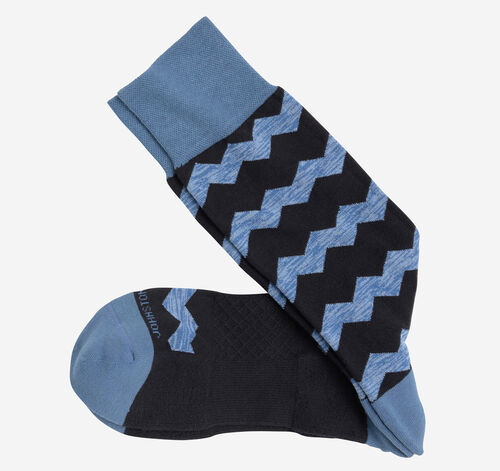 First in Comfort Socks - Navy Zigzag