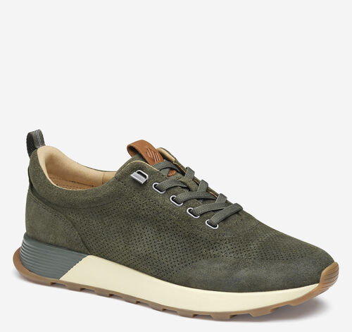 Kinnon Perfed Jogger - Olive Oiled Suede