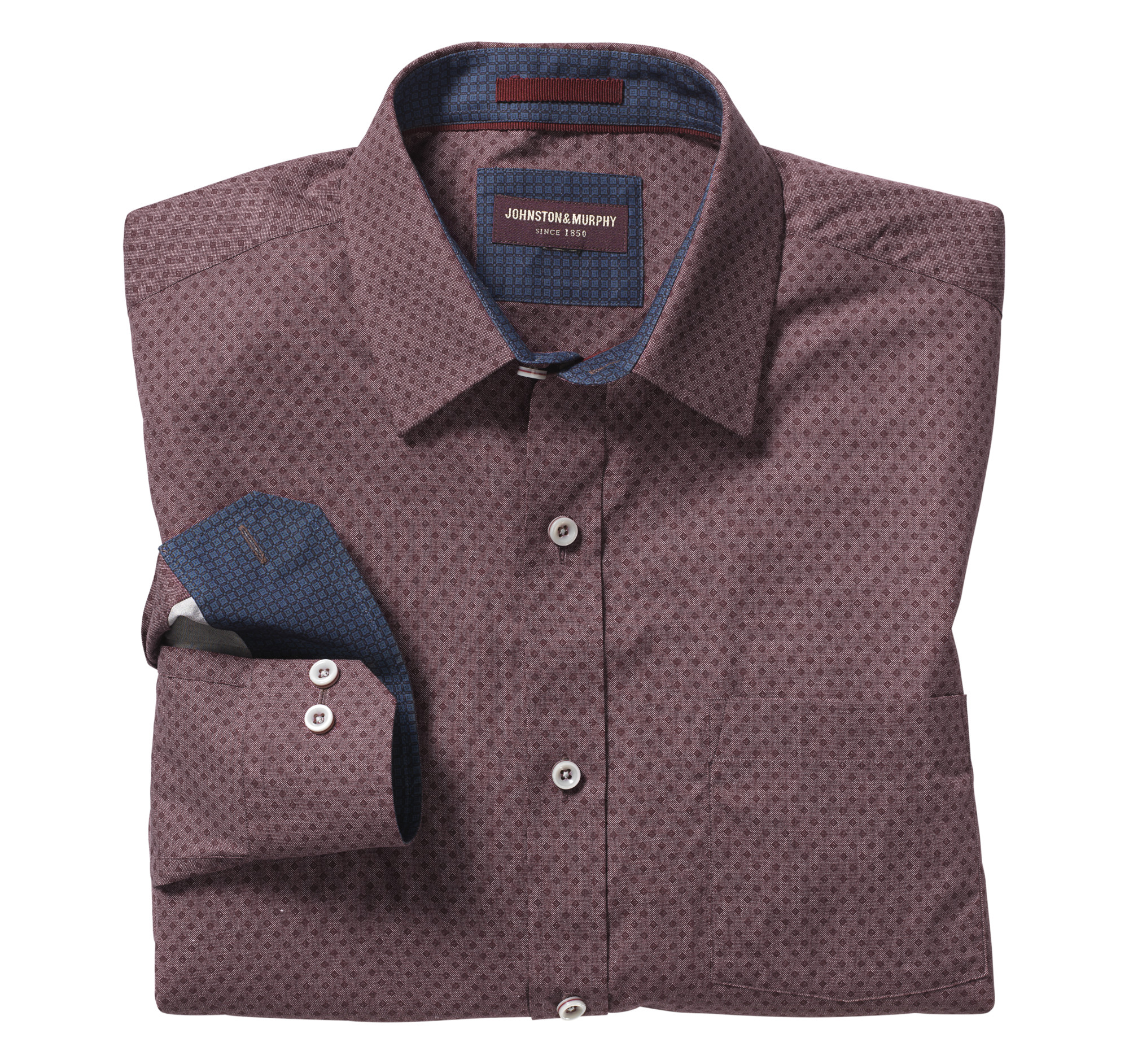 Tonal Diamond Print Shirt | Johnston & Murphy