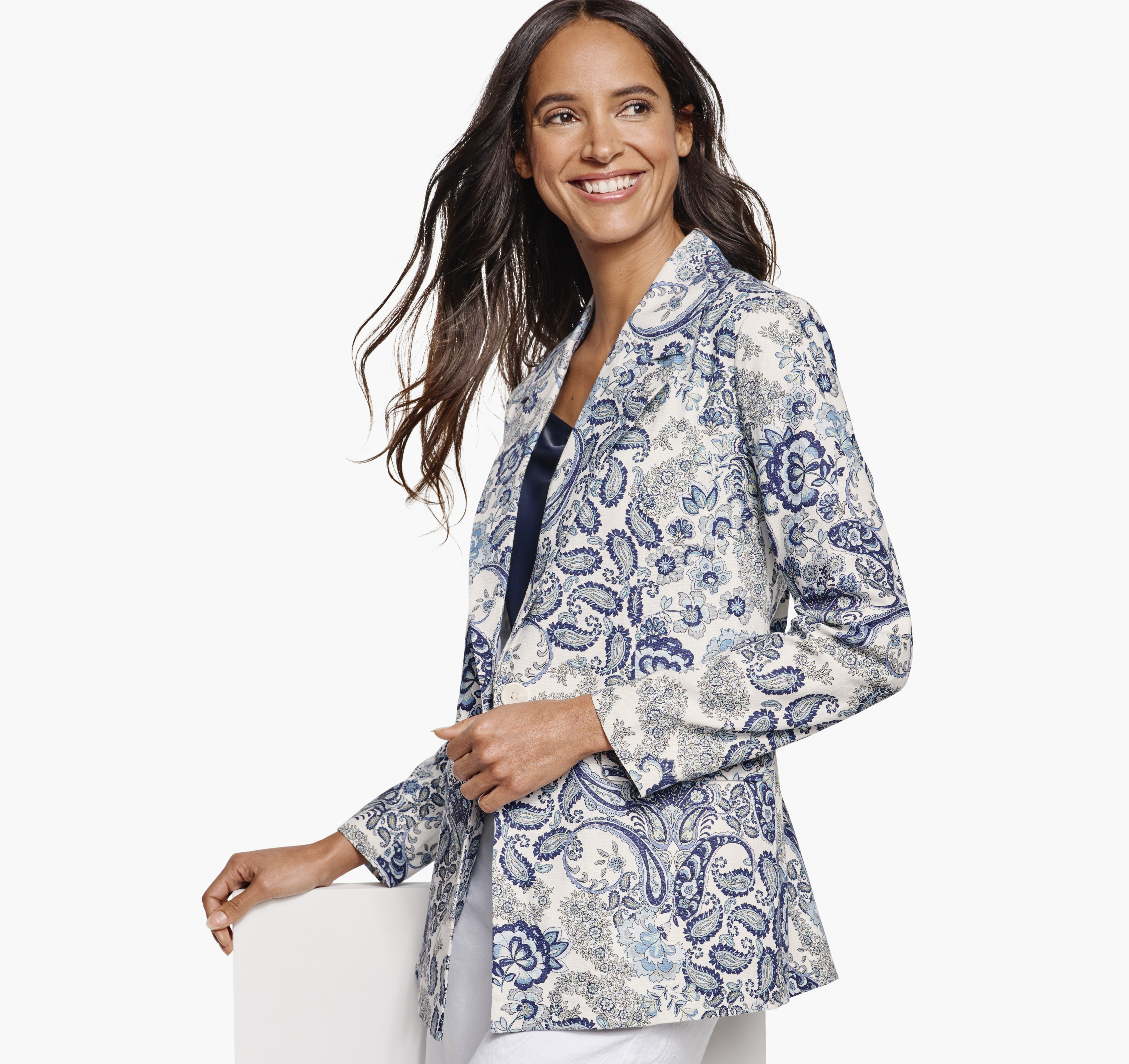 Paisley Printed Linen-Blend Blazer