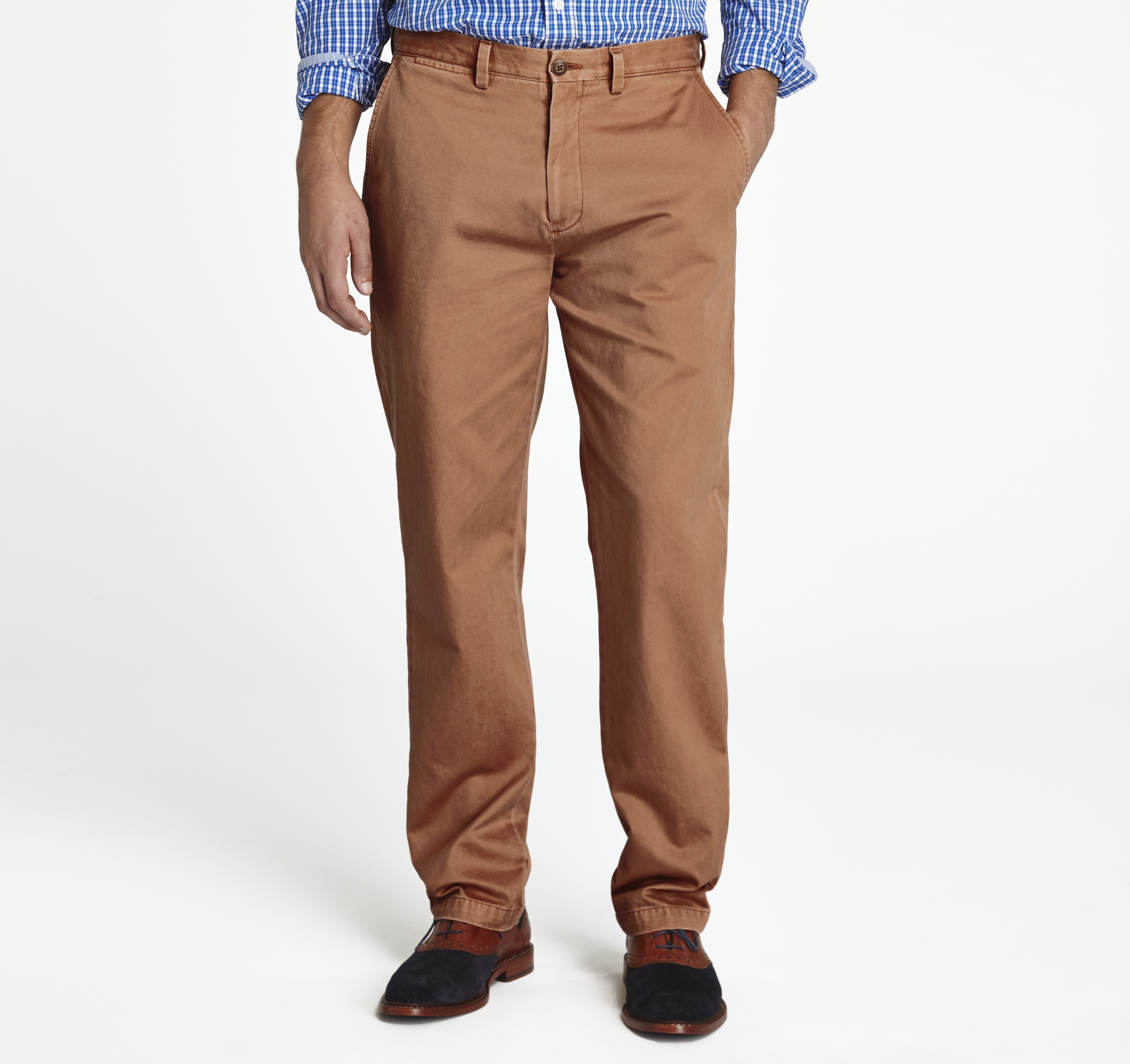 Regular Fit Garment-Washed Chinos | Johnston & Murphy