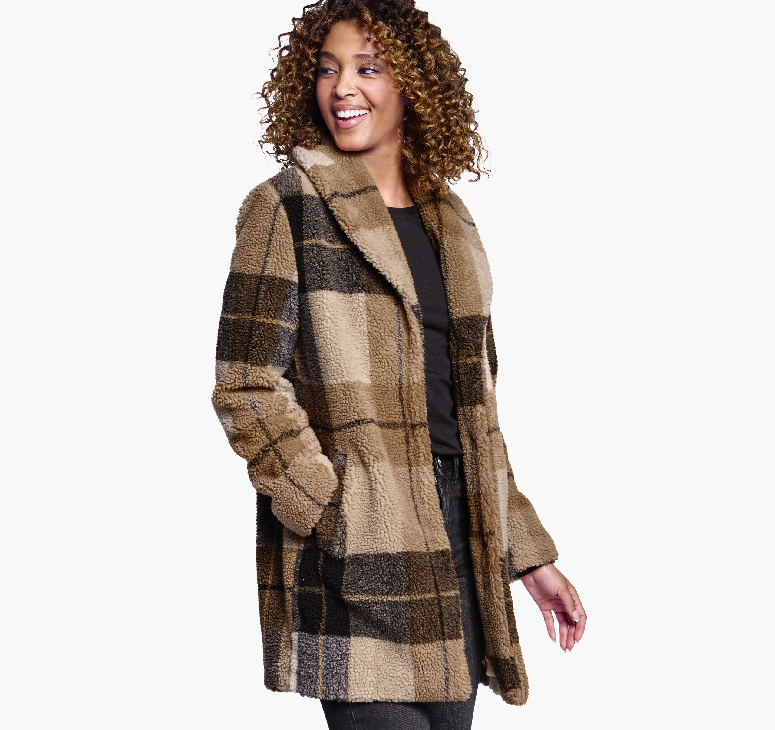 Plaid Teddy Coat