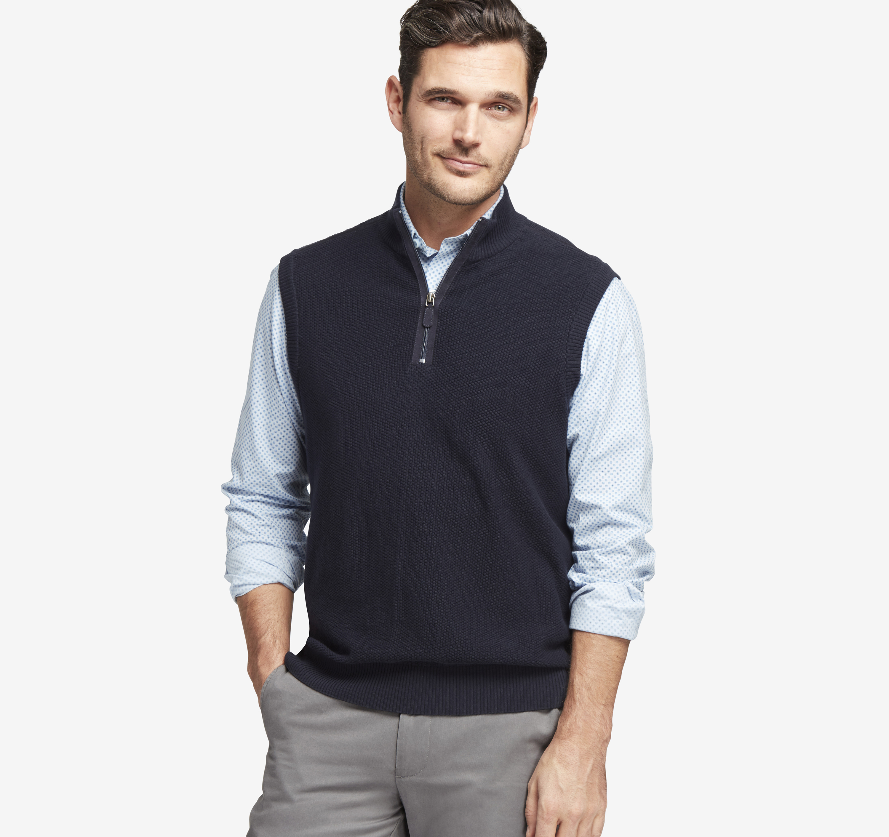 Quarter Zip Sweater Vest  Johnston Murphy