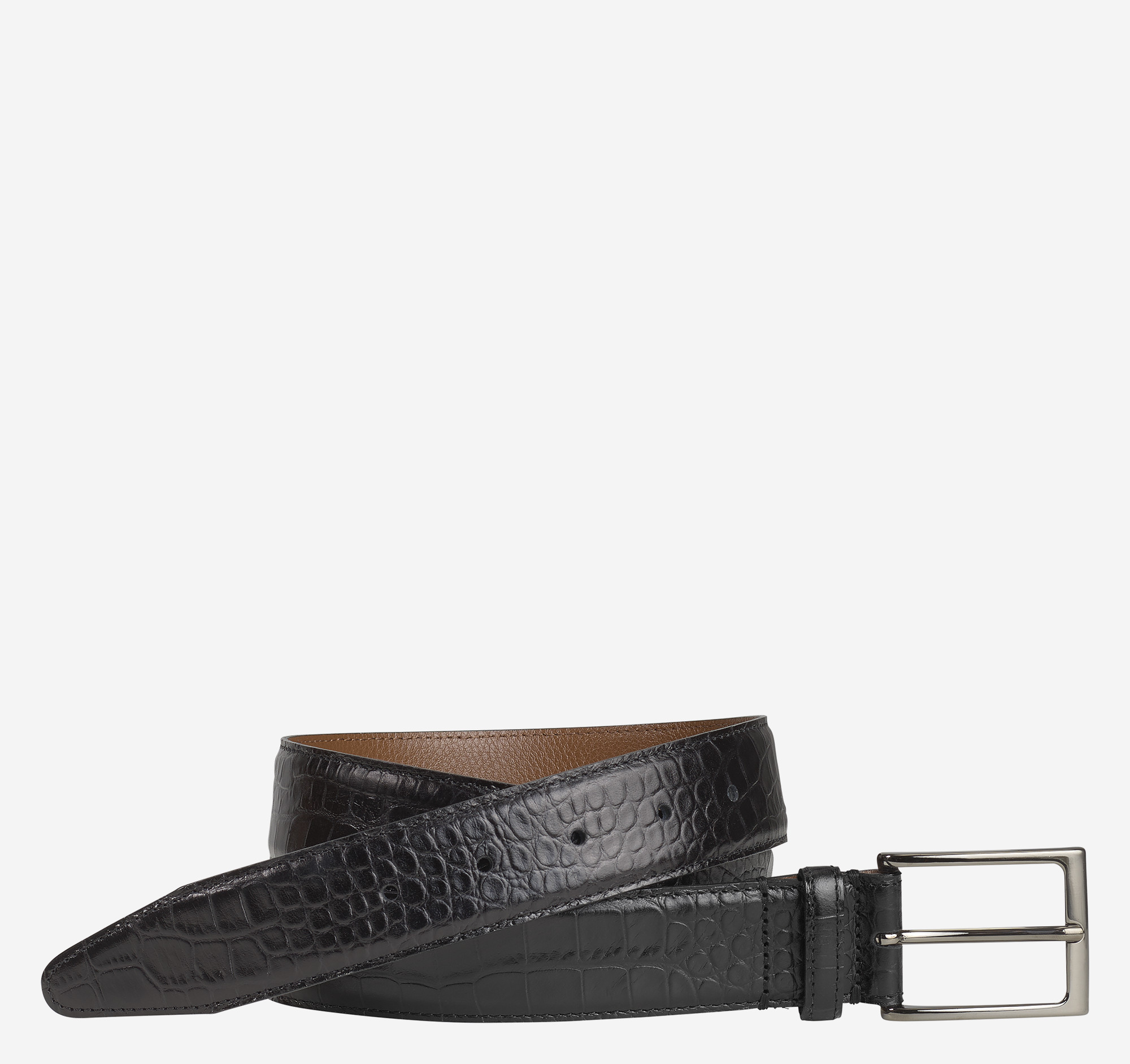 Croc-Embossed Leather Belt | Johnston & Murphy
