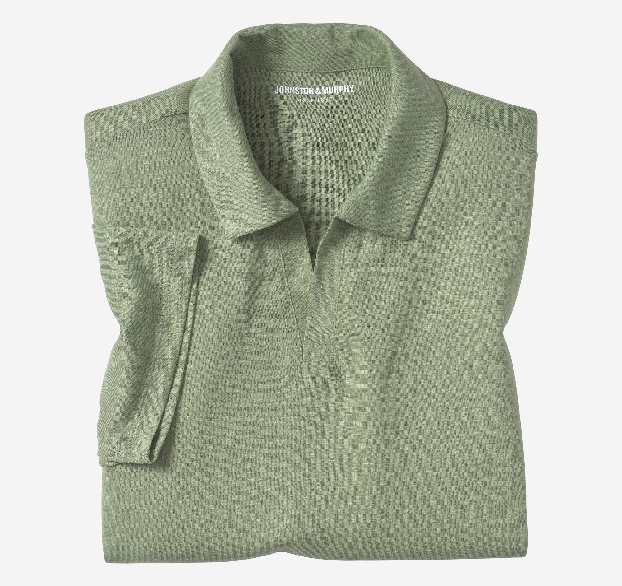 Linen-Blend V-Neck Polo