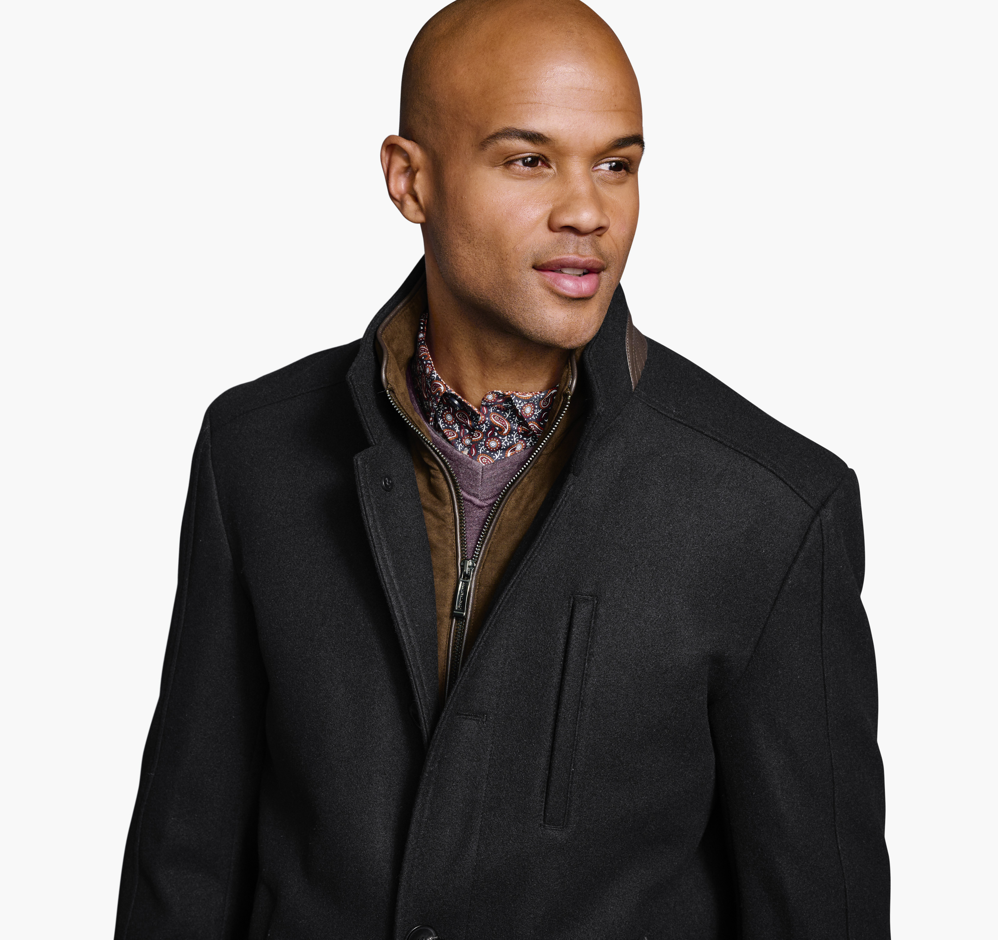 Mens black wool car coat hotsell