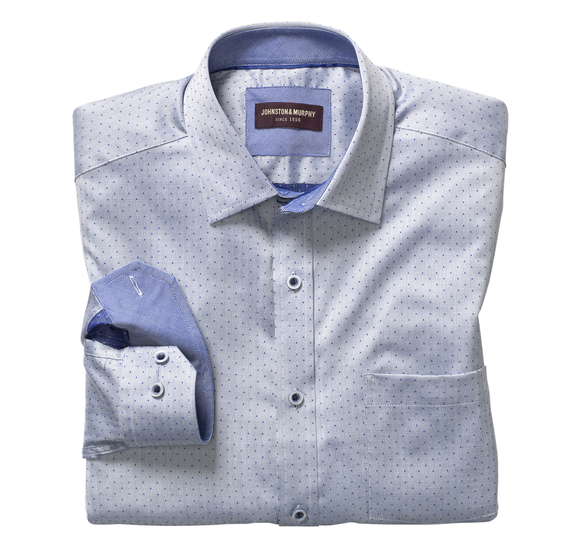 Tonal Dotted Herringbone Shirt | Johnston & Murphy
