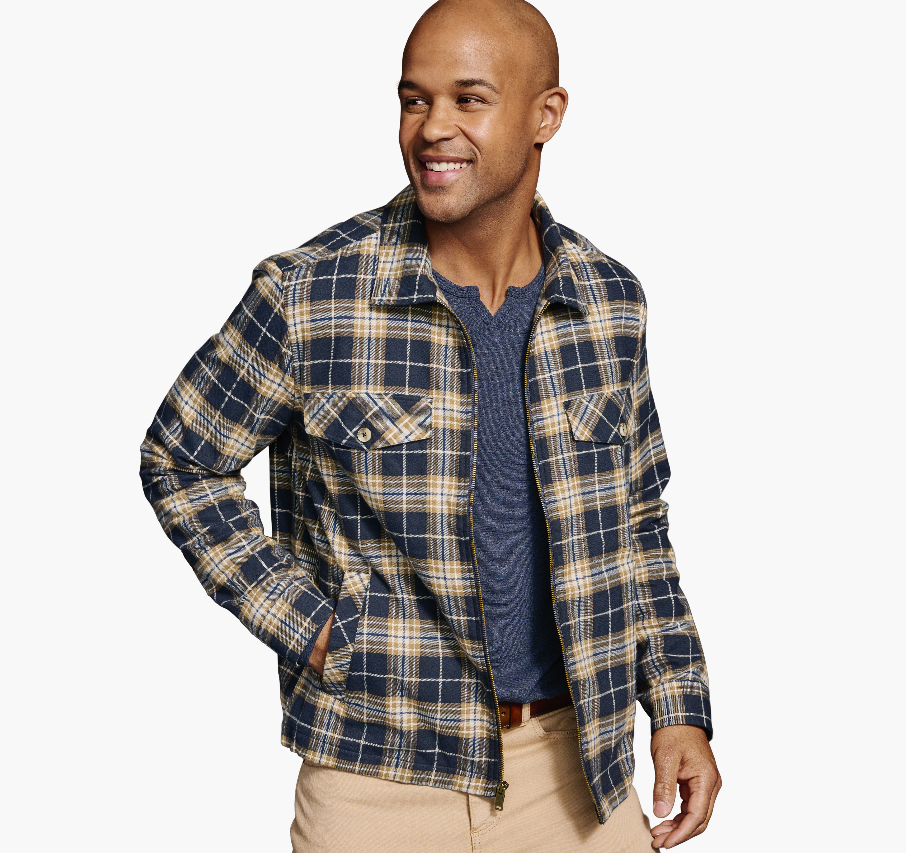 Plaid Zip Shirt Jacket