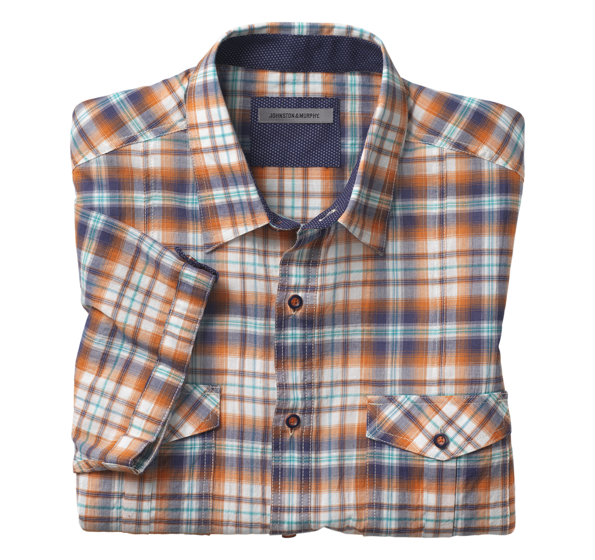 Crinkle Casual Plaid Camp Shirt | Johnston & Murphy