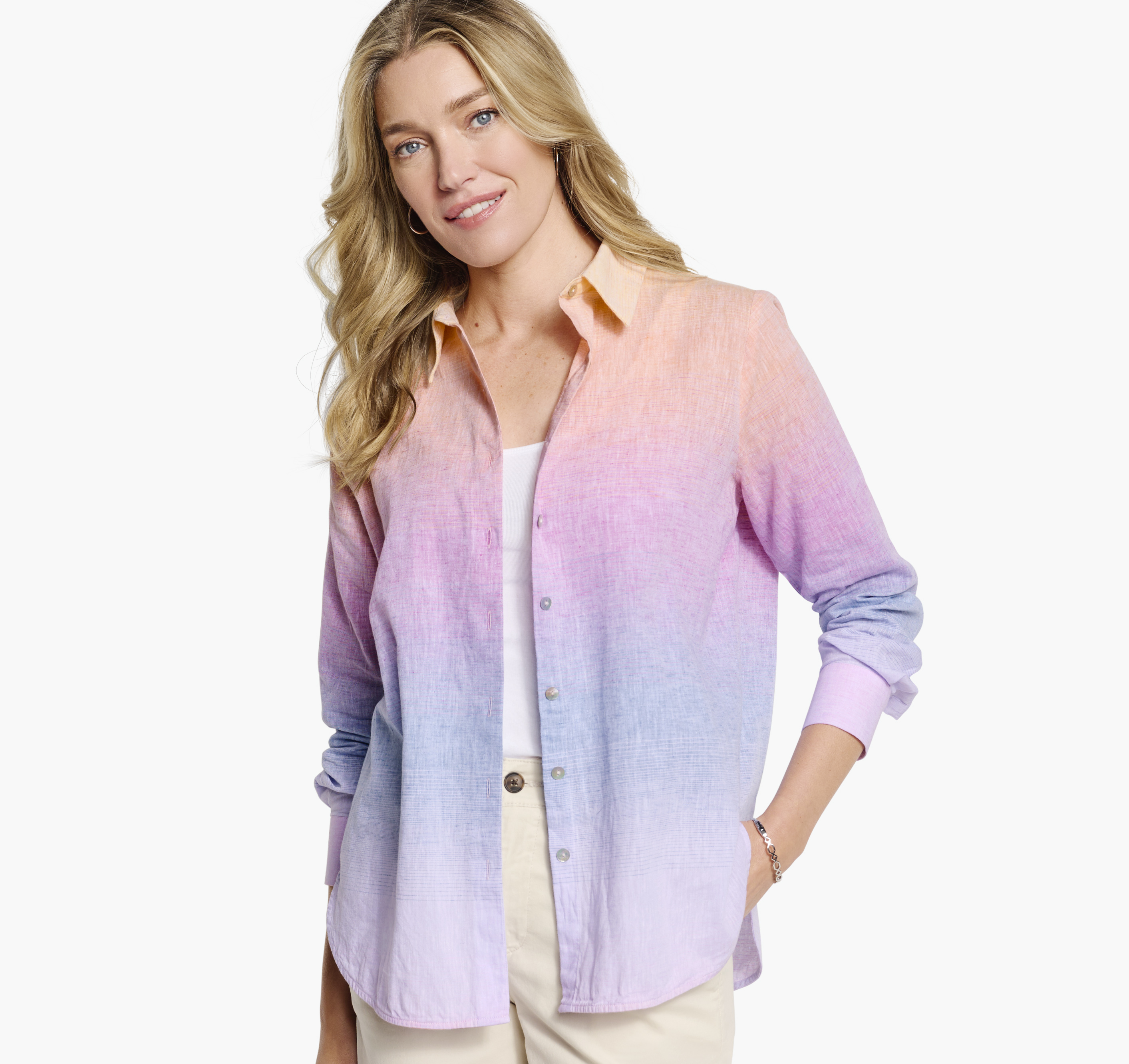 Ombre Button-Front Shirt