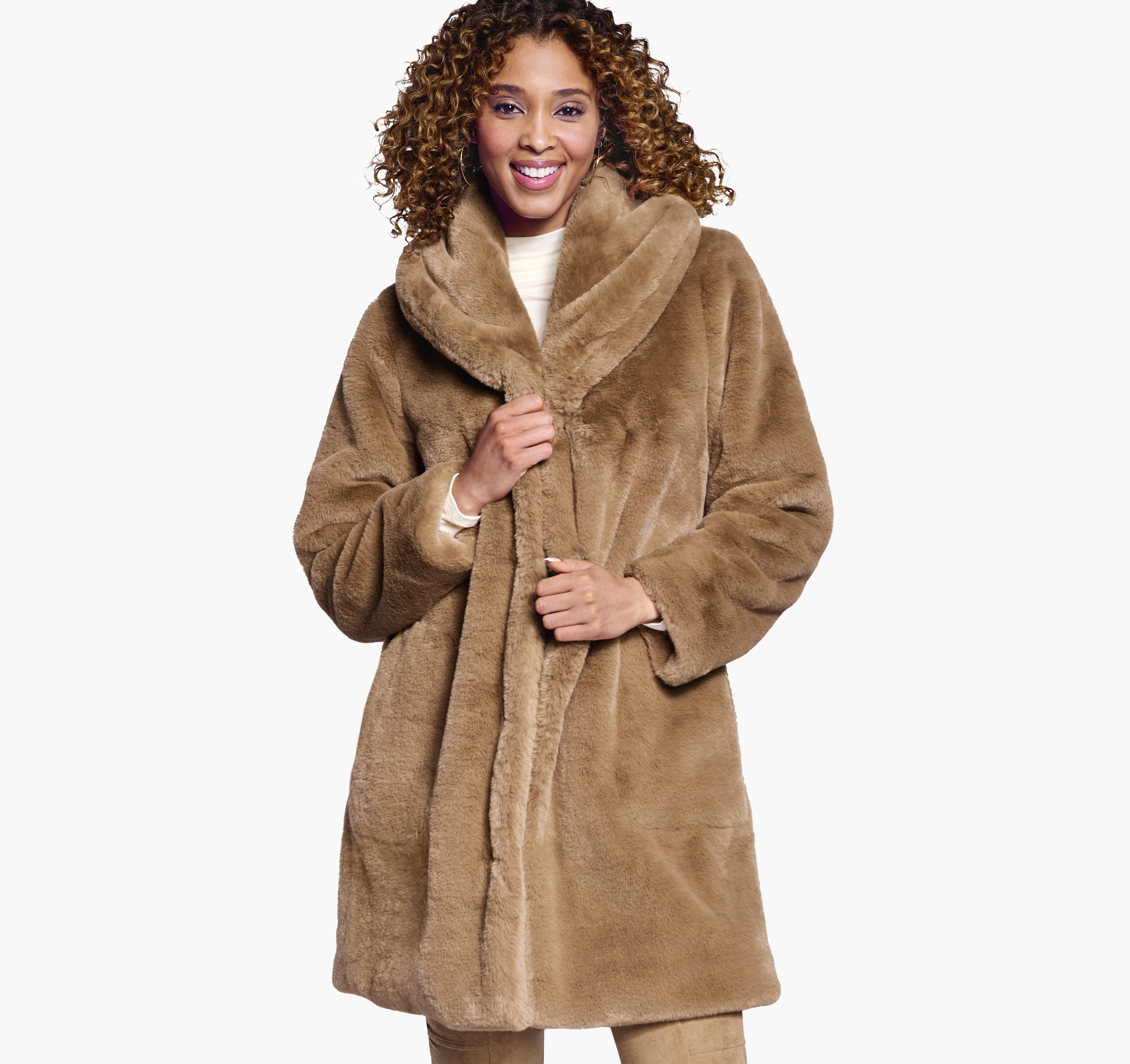 Fur shawl collar coat hotsell