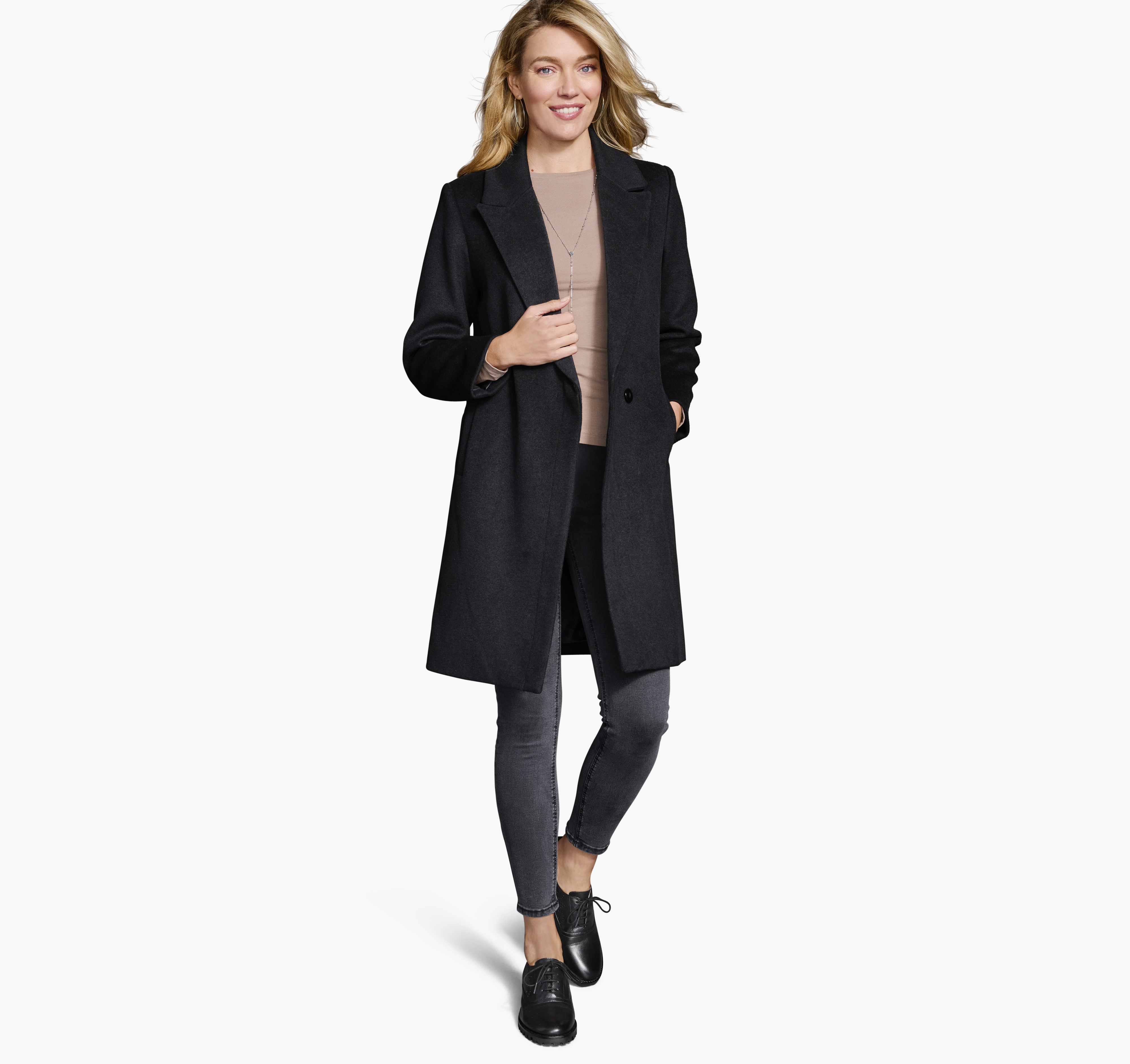 Y#39;s notch lapel wool-blend coat - Black